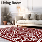 Ornate White Vine Pattern Rug