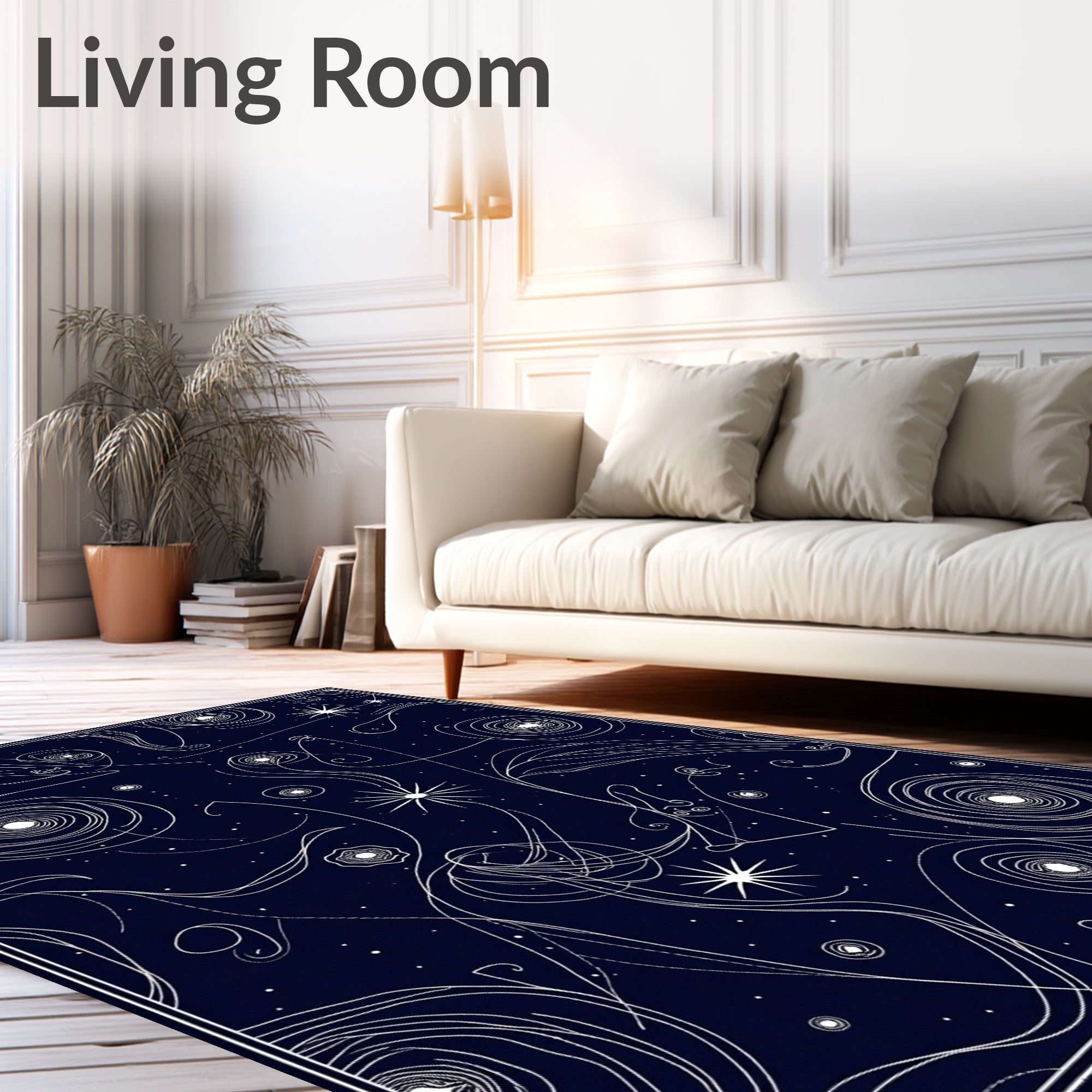 Abstract Swirls and Starry Night Pattern Rug
