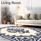 Ornate Floral Damask Design Rug