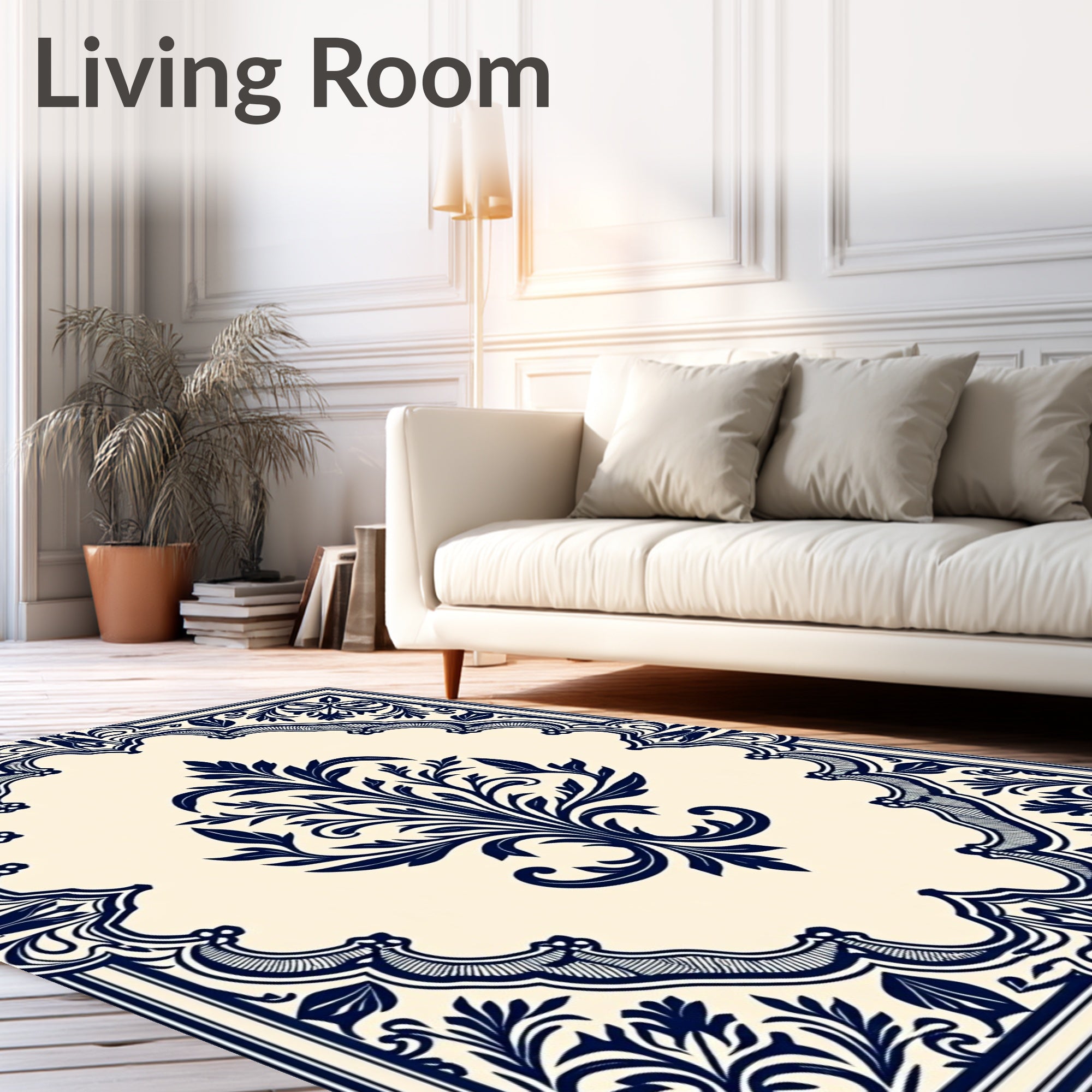 Ornate Floral Damask Design Rug