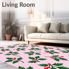 Pink Light Holly Berry Sprigs Rug