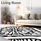 Black White Abstract Geometric Rug