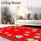 Cozy Winter Village Snowflake Border Rug