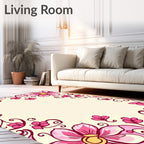 Pretty Pink Floral Vines Design Rug