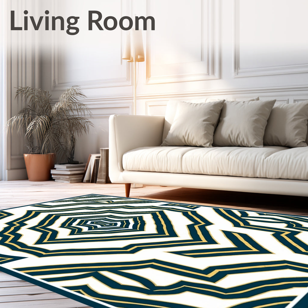 Bold Geometric Inlay Pattern Rug