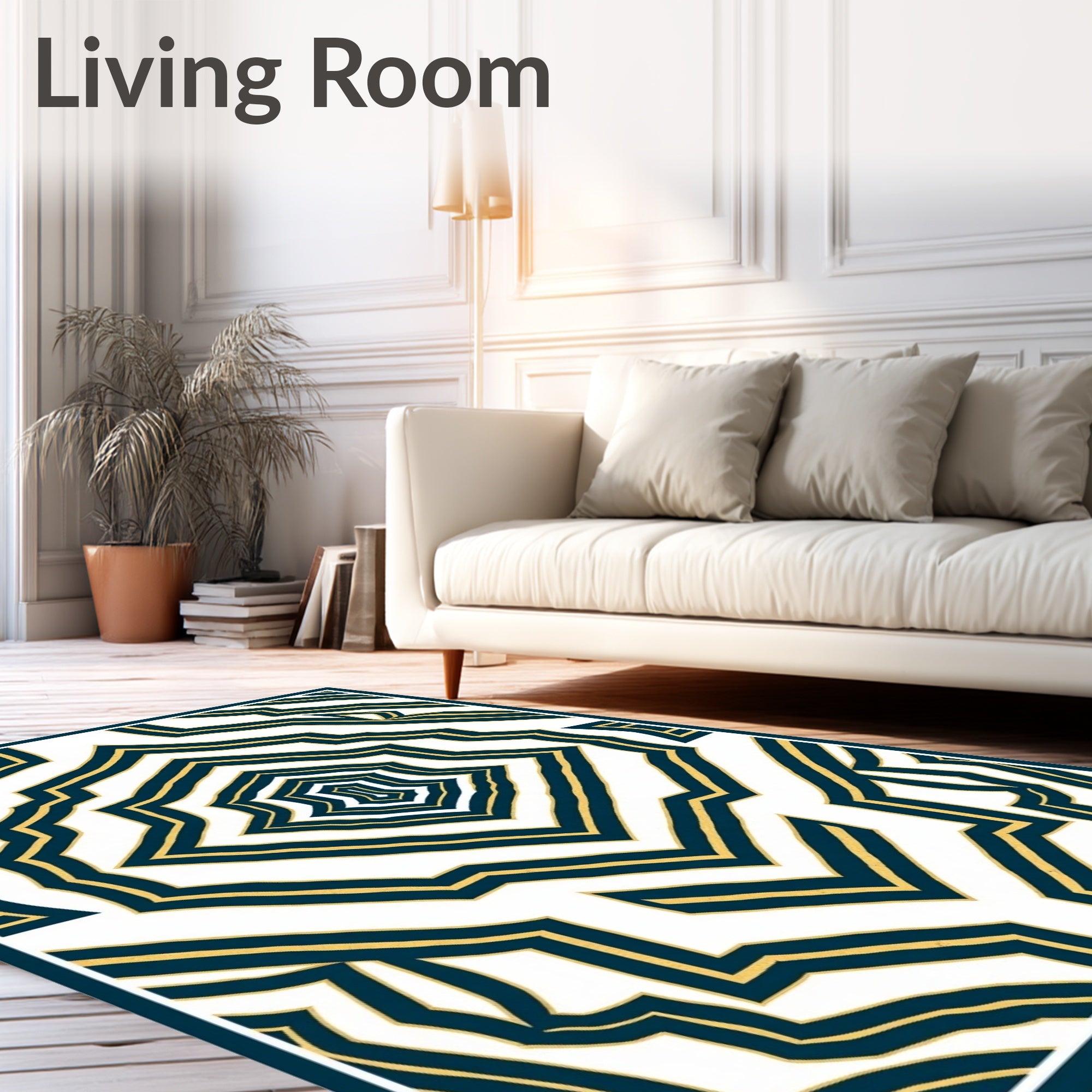 Bold Geometric Inlay Pattern Rug