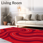 Crimson Swirls Abstract Pattern Rug