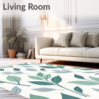 Green Leaf Pattern Modern Rug