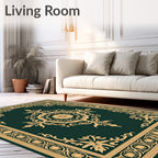 Ornate Floral Medallion Border Design Rug