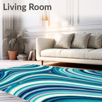 Abstract Flowing Stripe Blue Teal Rug
