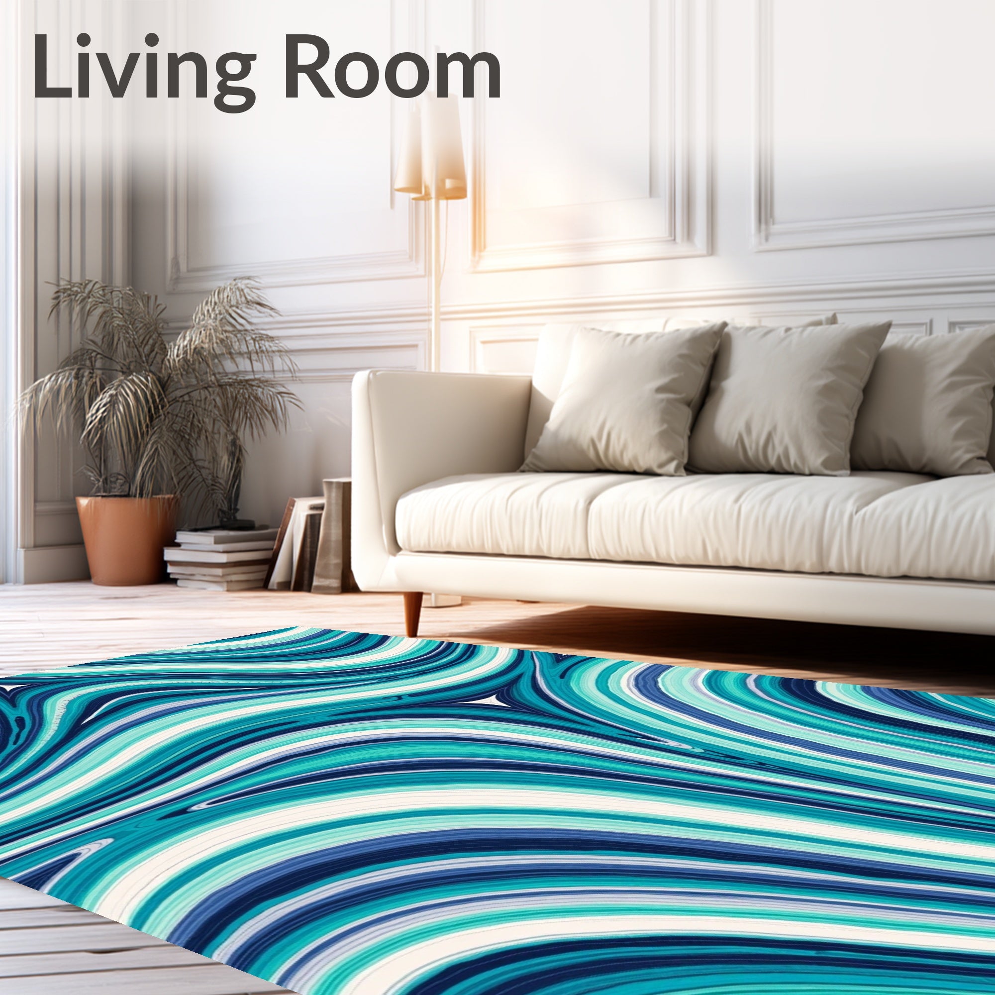 Abstract Flowing Stripe Blue Teal Rug