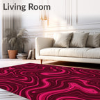 Swirling Marble Patterned Pink Design Rug