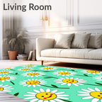 Smiling Daisy Floral Pattern Rug
