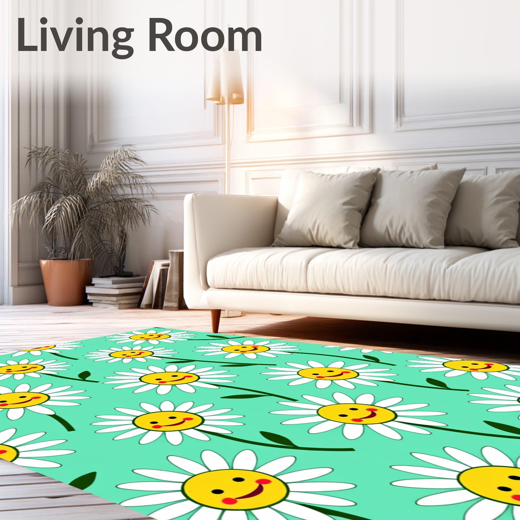 Smiling Daisy Floral Pattern Rug