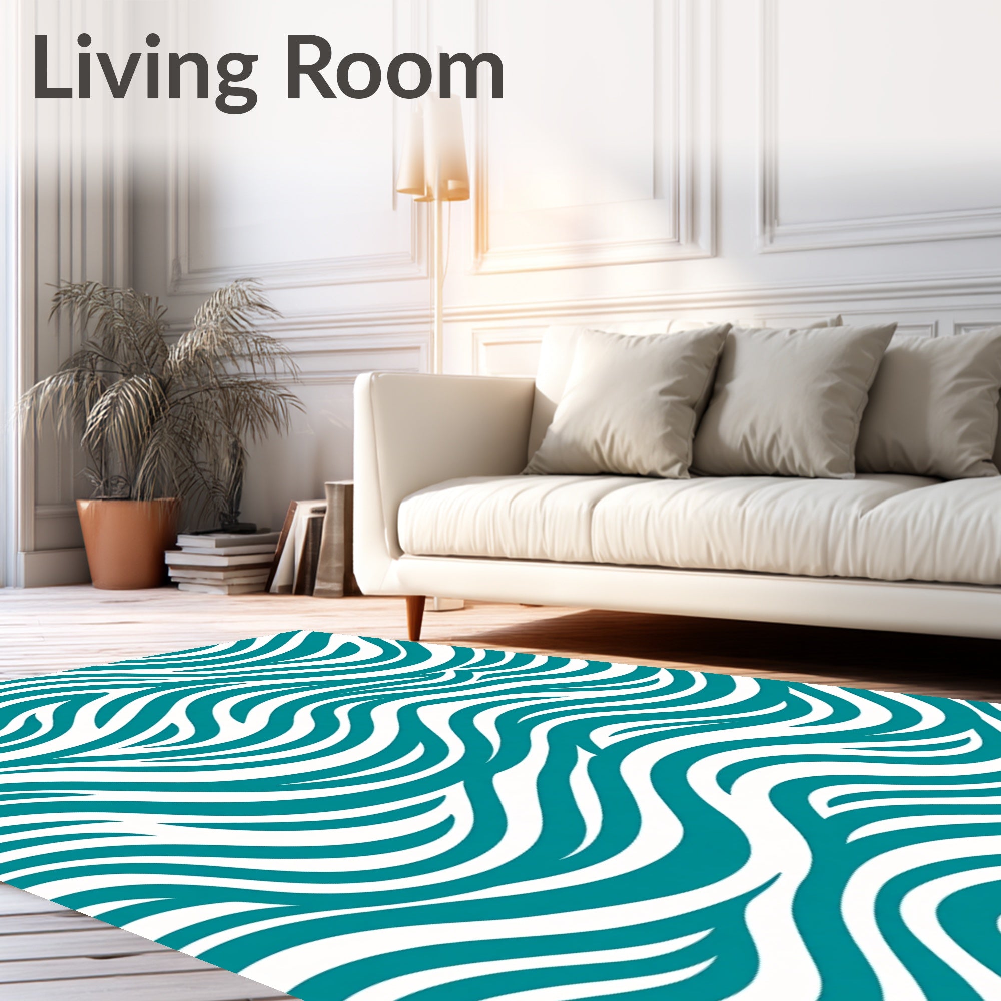 Teal Wavy Stripe Pattern Rug