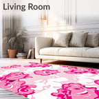 Abstract Pink Floral Clouds Pattern Rug