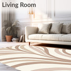 Subtle Beige Abstract Wavy Design Rug