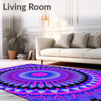 Vibrant Pink Blue Floral Mandala Rug