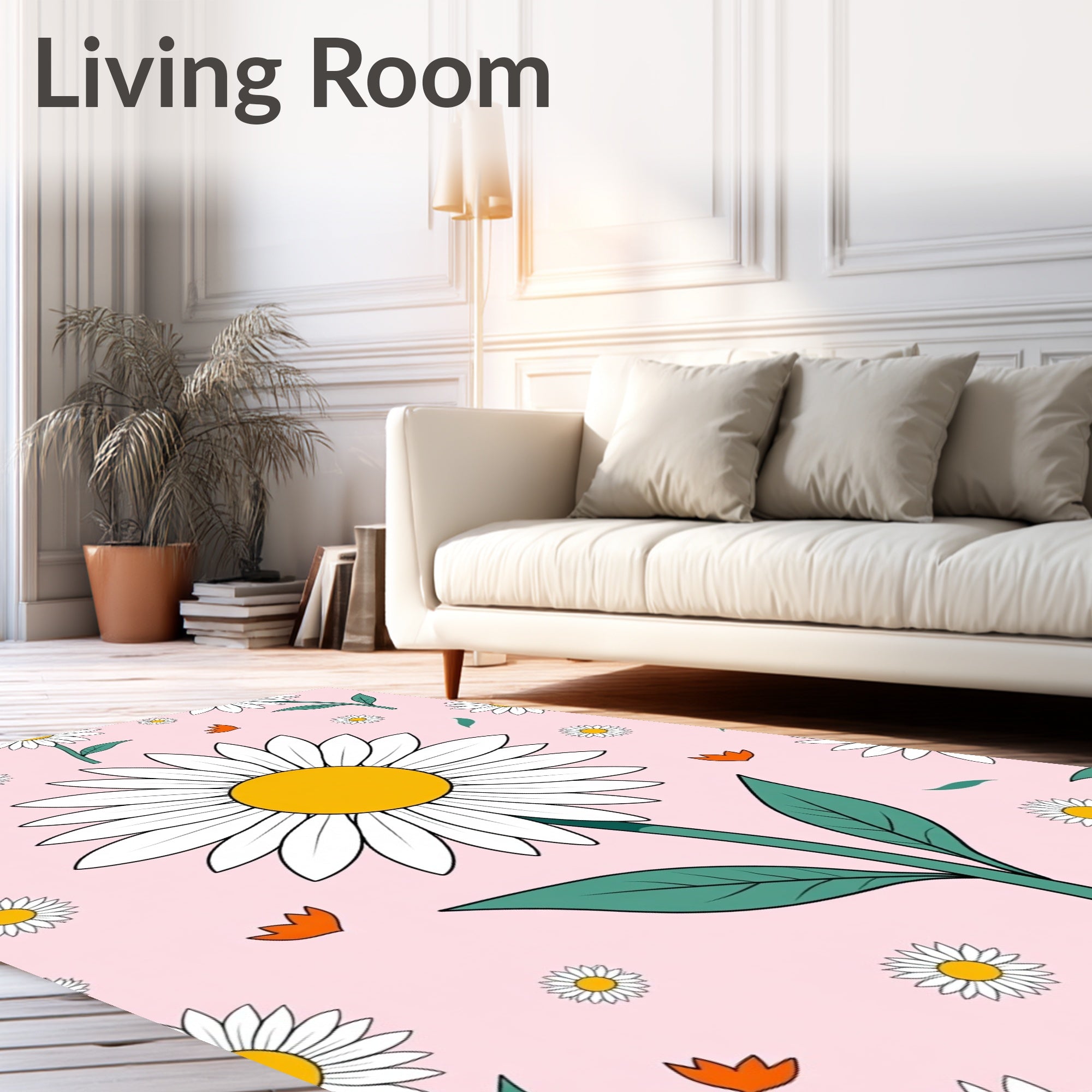 Daisy Pattern With Happy Vibe Rug