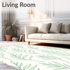 Minimalist Green Leaf Pattern Rug