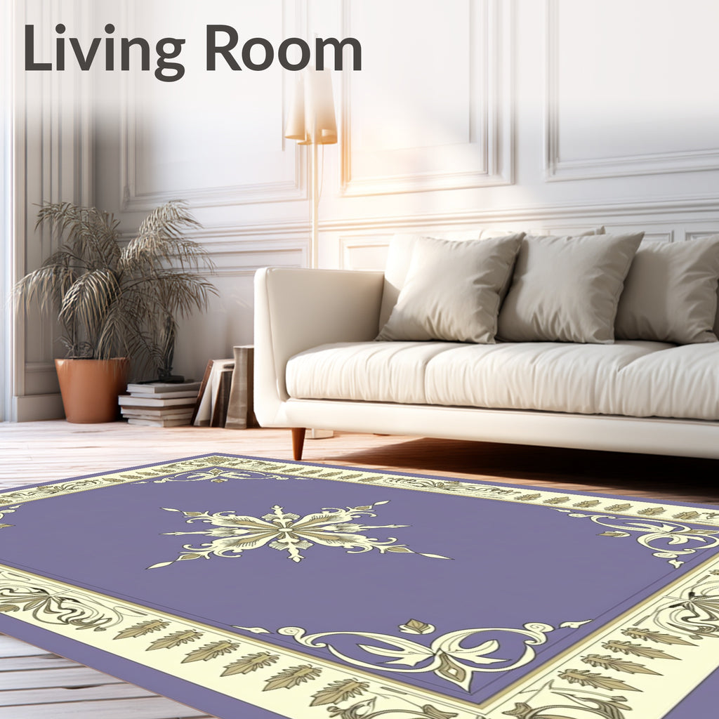 Ornate Floral Scroll Patterned Rug