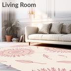 Red Floral Petal Swirl Pattern Rug