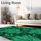 Deep Green Leaf Pattern Rug