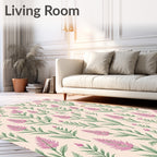 Pink Meadow Floral Pattern Rug