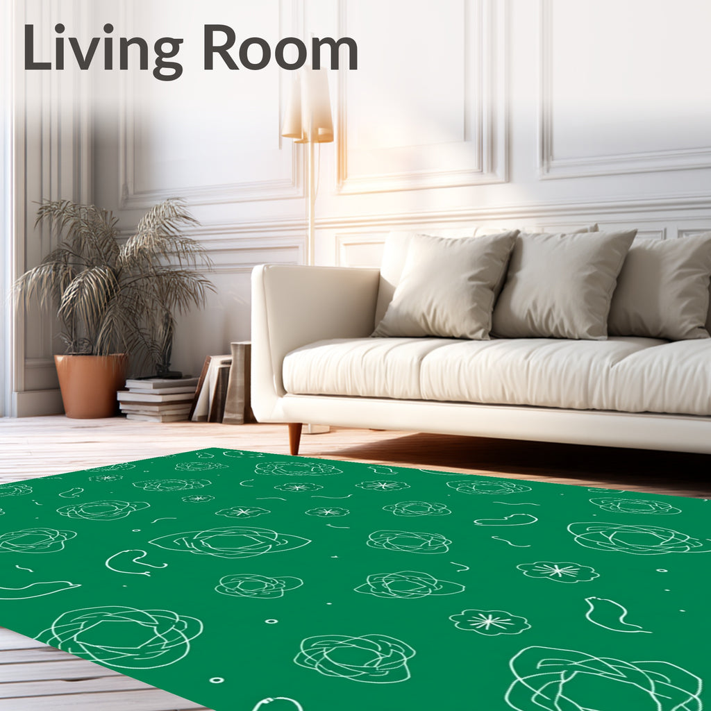 Simple White Floral Pattern Rug