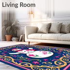 Whimsical Snowman Pink Floral Border Rug