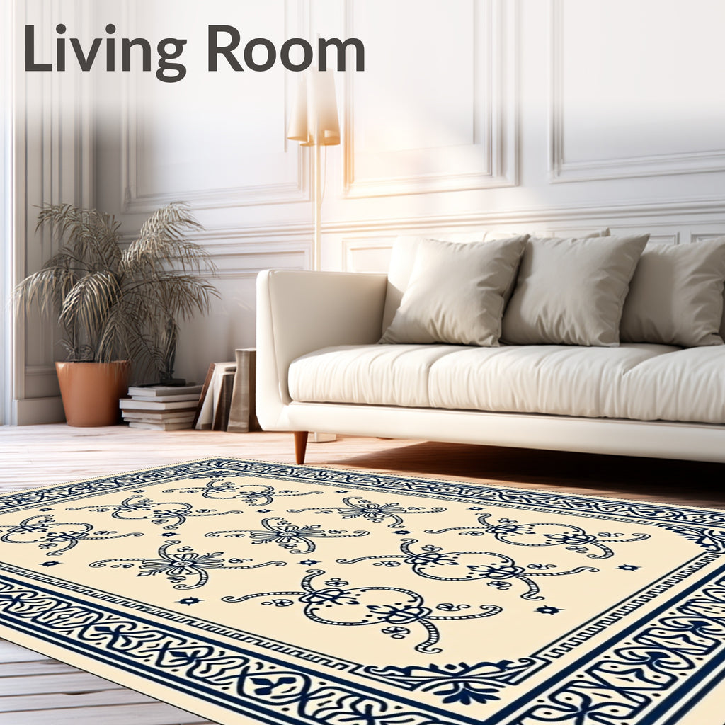 Ornate Floral Symmetry Pattern Design Rug