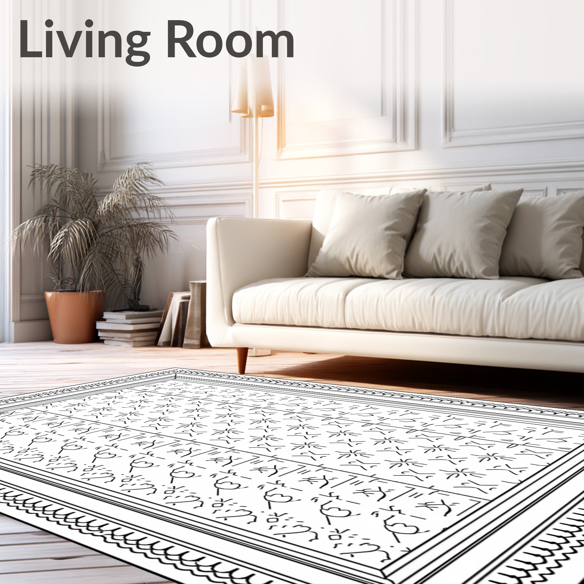 Abstract Tribal Stripe Border Design Rug