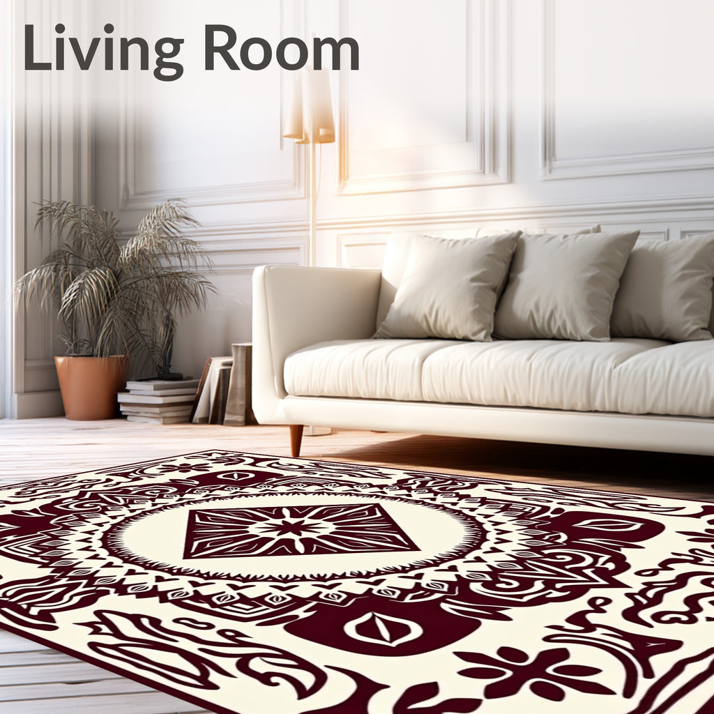Ornate Tribal Diamond Mandala Rug