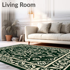 Dark Green Traditional Floral Motif Rug