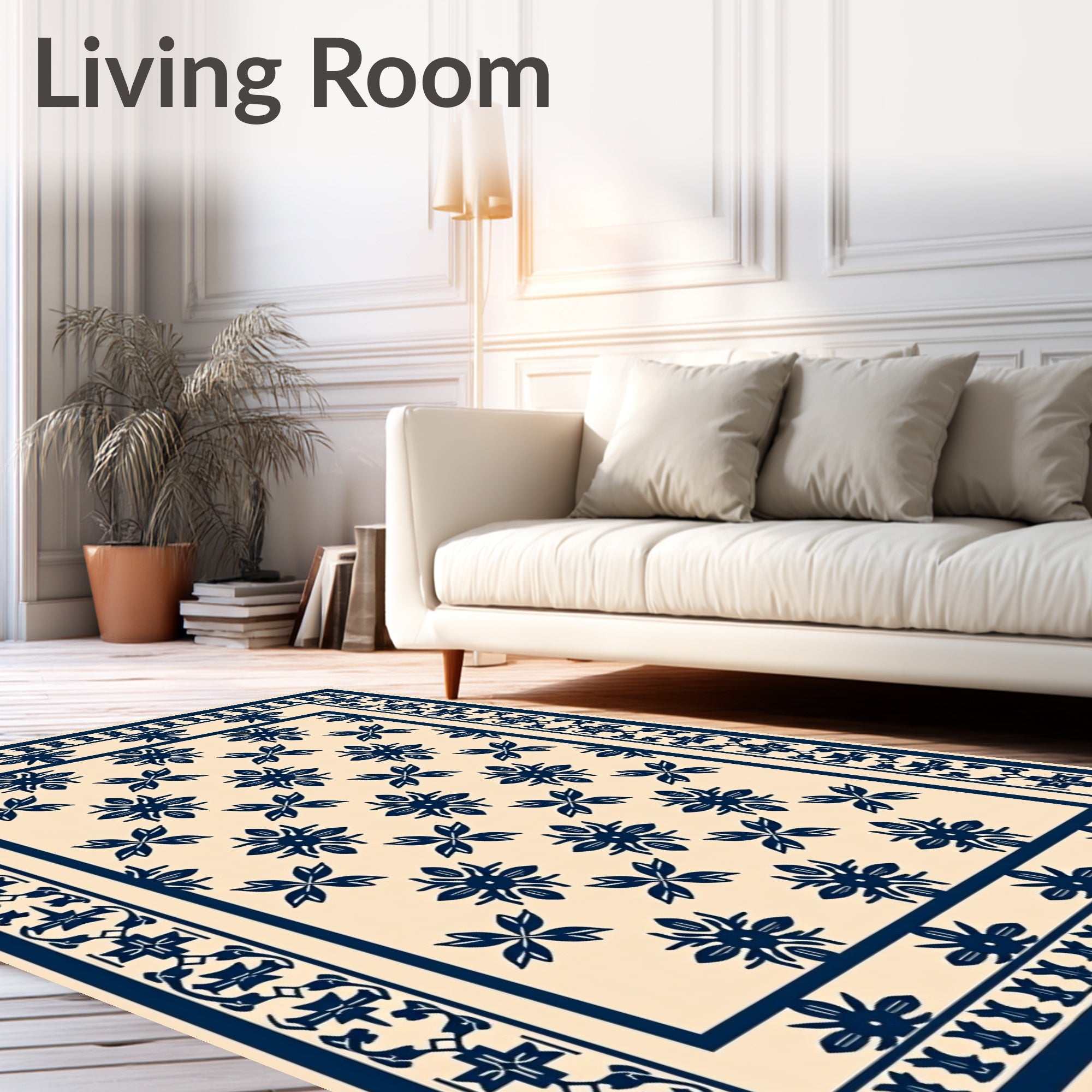 Classic Floral Border Pattern Rug