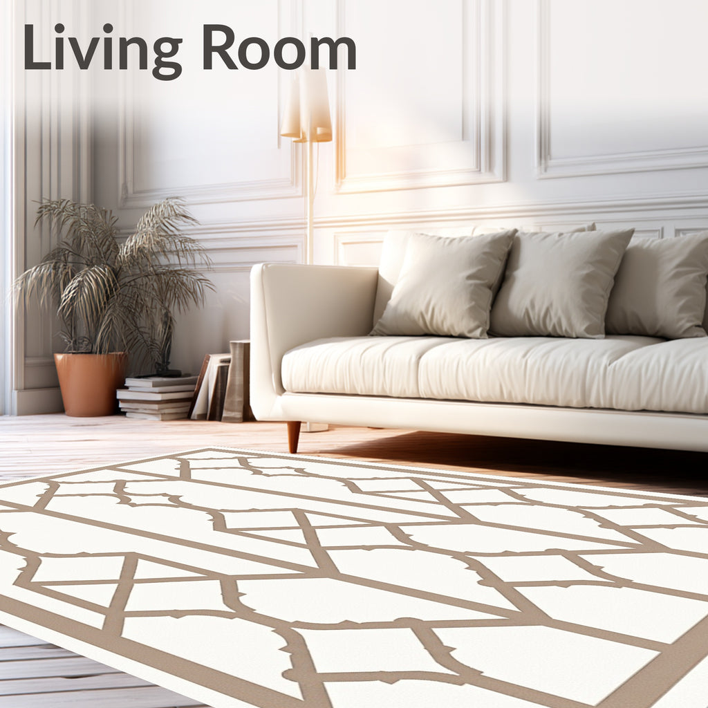 Neutral Toned Geometric Lattice Rug