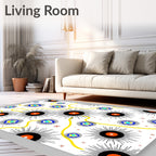 Vibrant Starburst And Blossom Design Rug