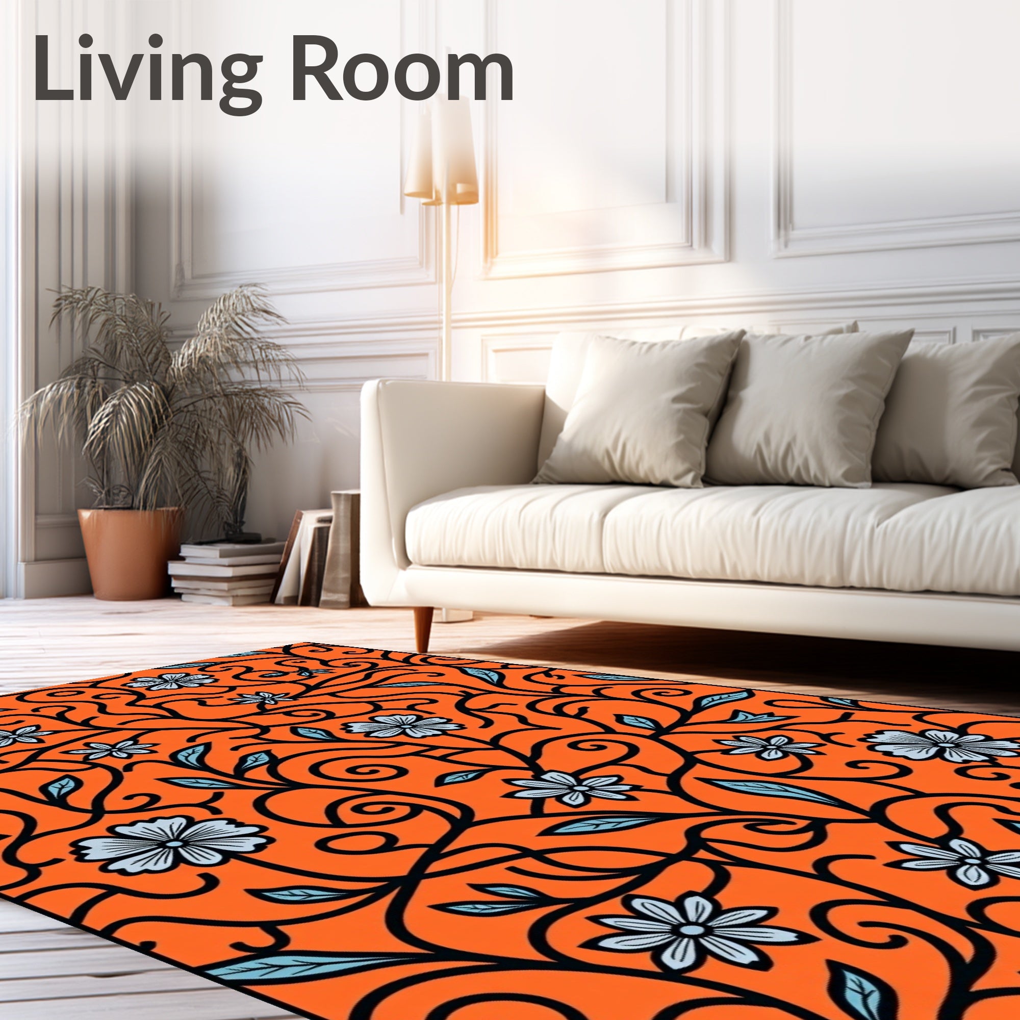 Vibrant Floral Vine Pattern Design Rug