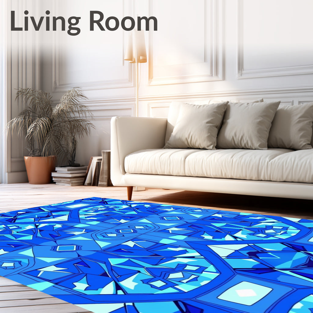 Geometric Diamond Blue Pattern Rug