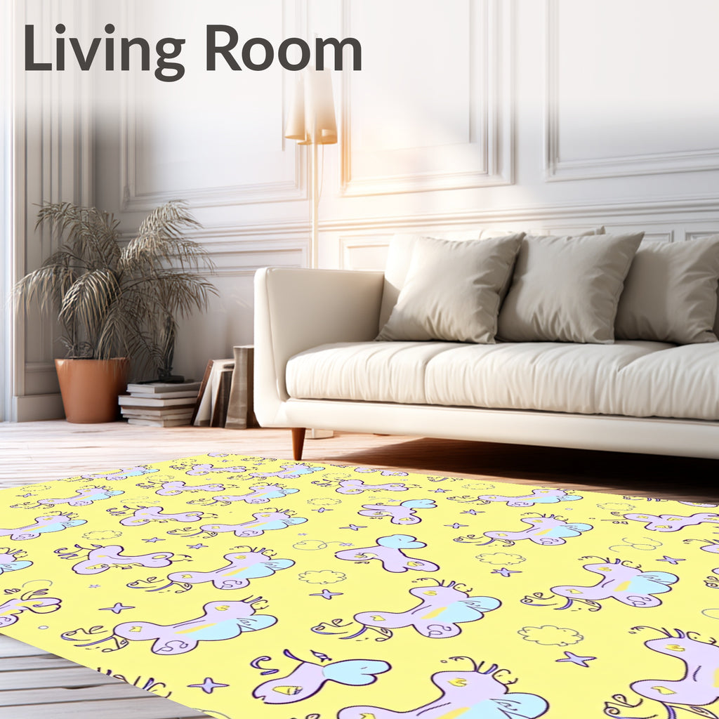 Whimsical Unicorns Stars Pattern Rug