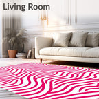Vibrant Pink Abstract Wave Pattern Rug