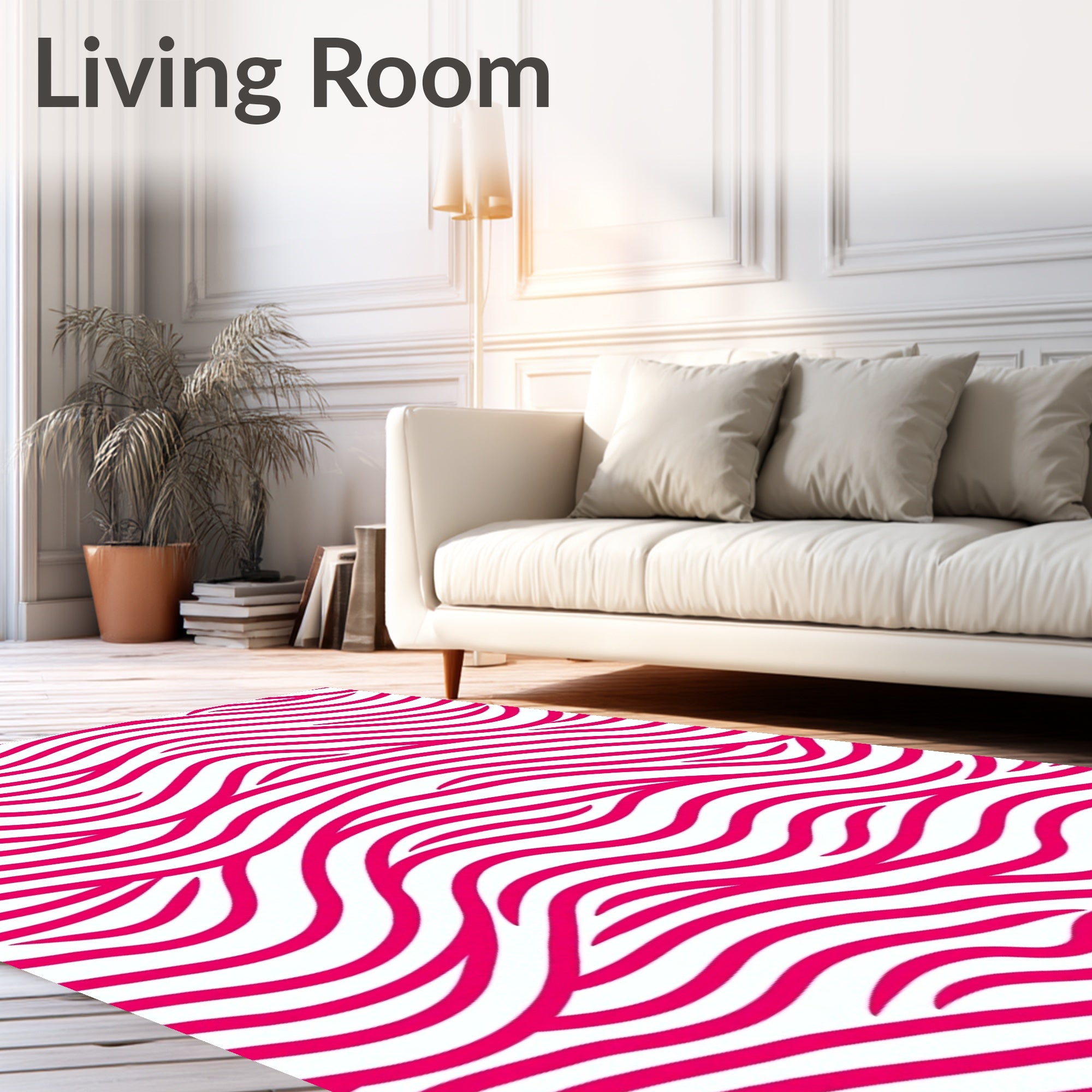 Vibrant Pink Abstract Wave Pattern Rug