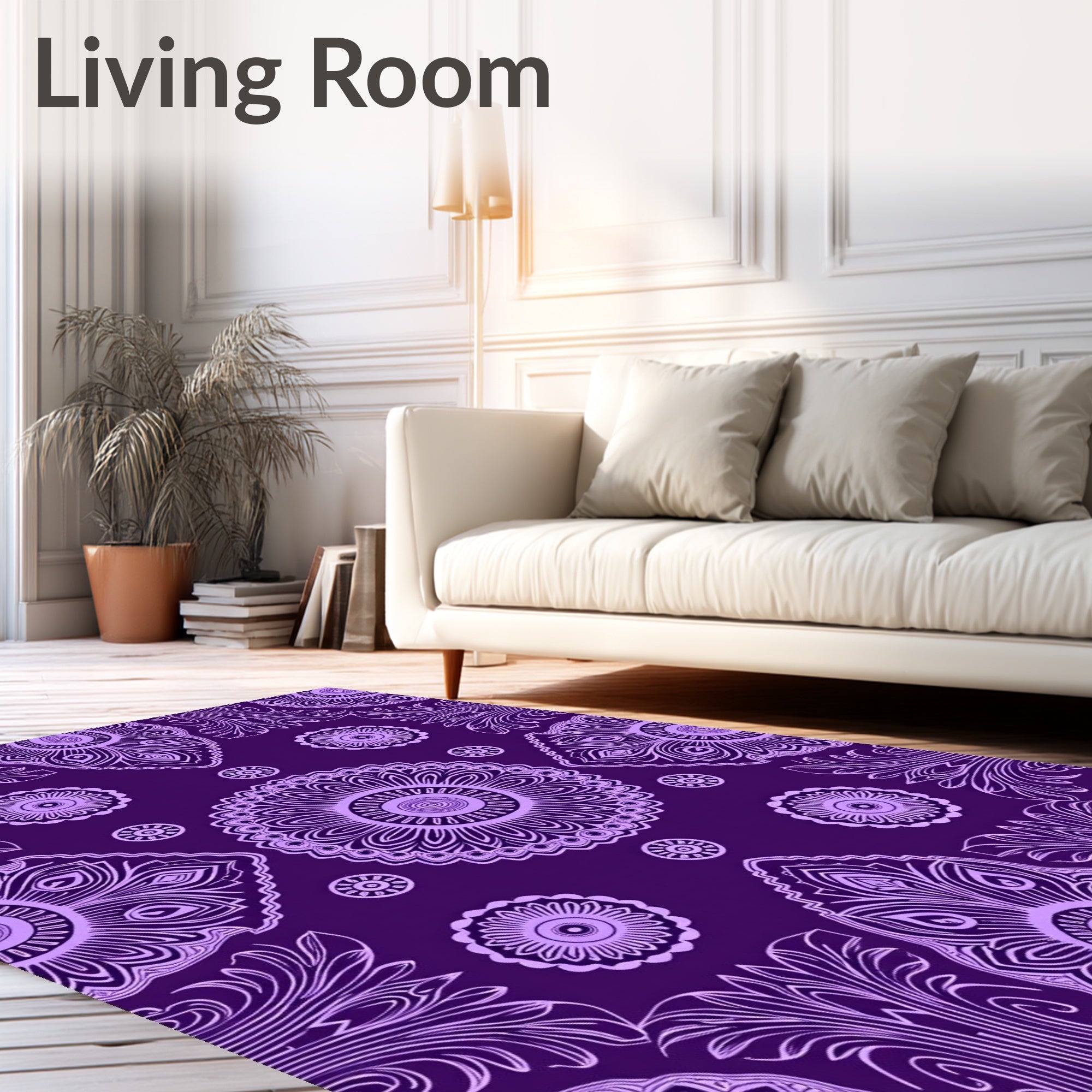 Deep Purple Ornate Mandala Pattern Rug