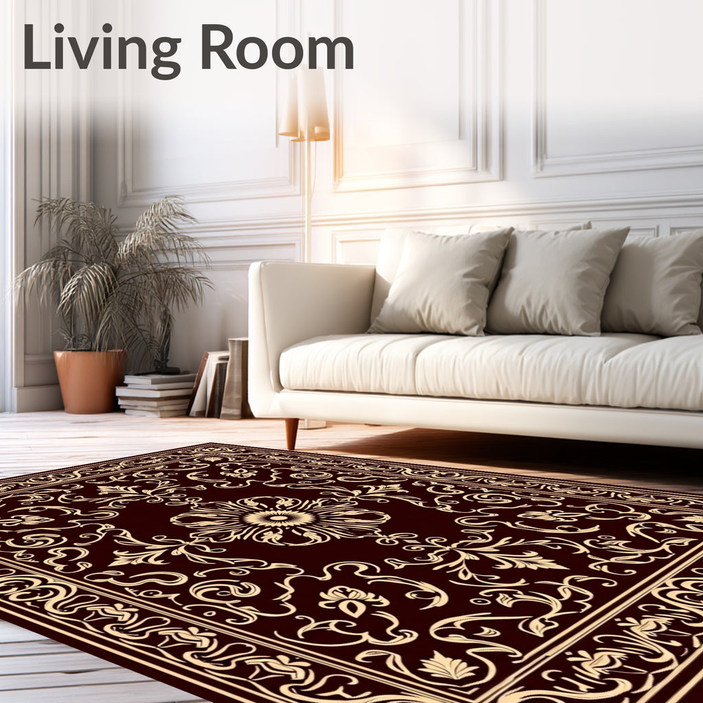 Elegant Floral Scrollwork Vintage Design Rug