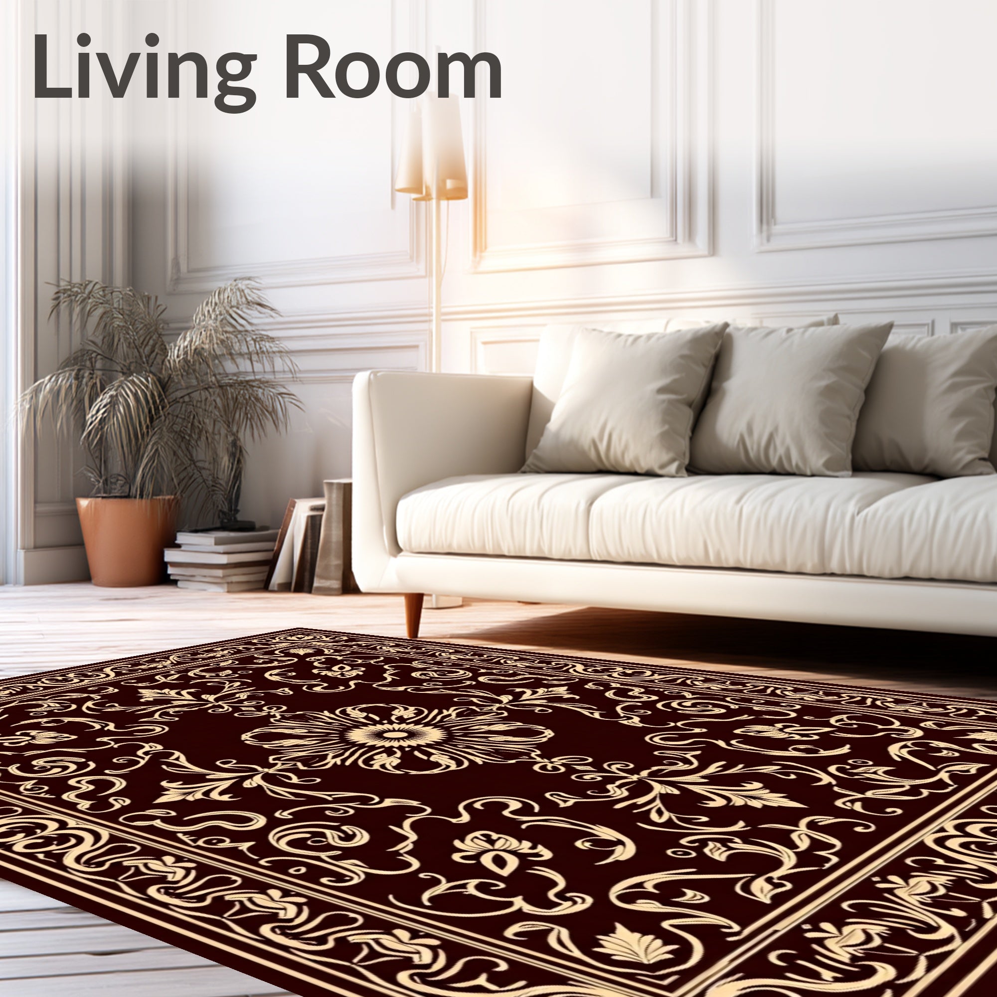 Elegant Floral Scrollwork Vintage Design Rug