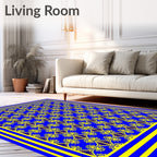 Royal Blue Yellow Ornate Pattern Rug
