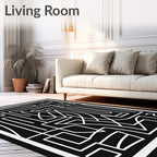 Modern Abstract Black White Graphic Rug