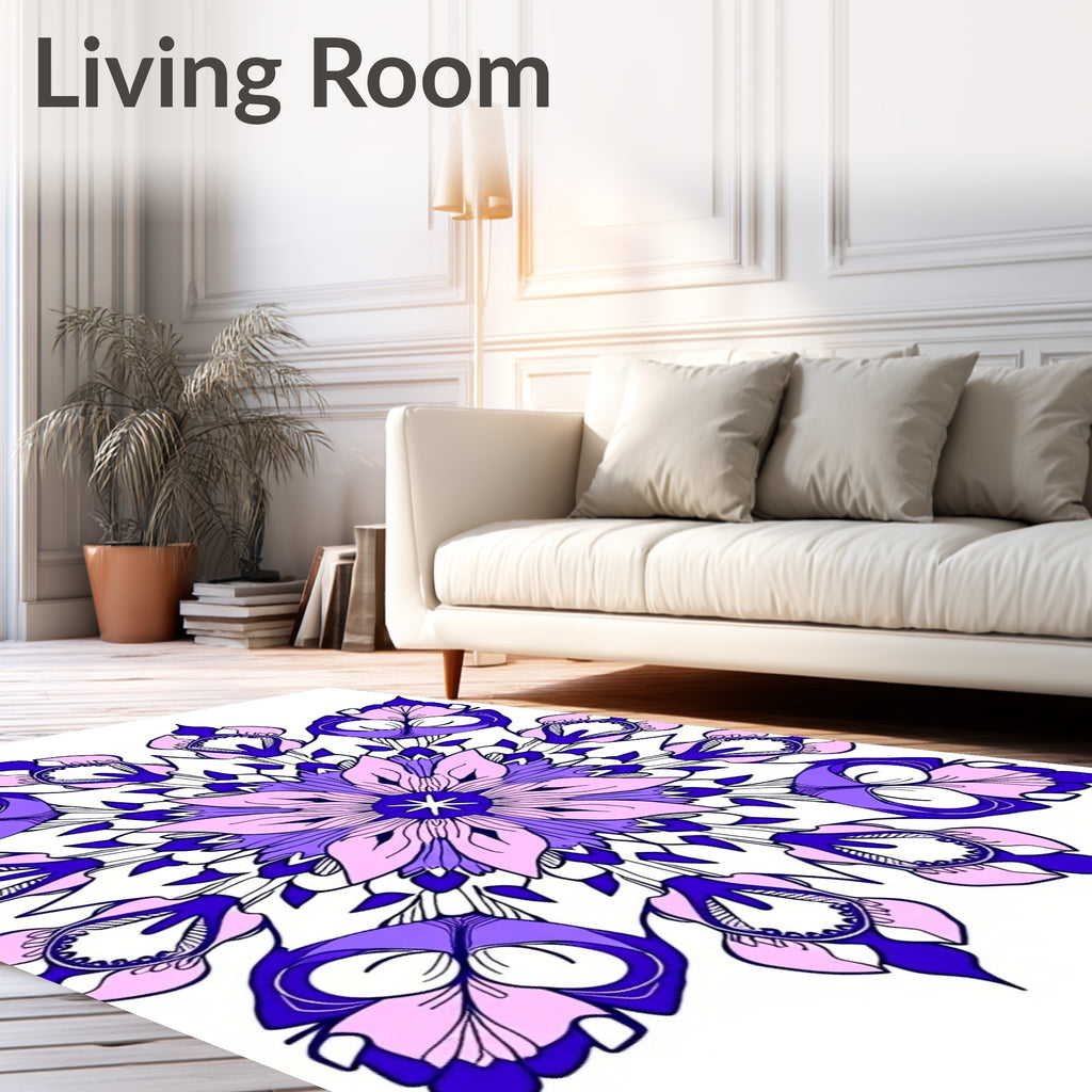 Violet Pink Floral Mandala Design Rug