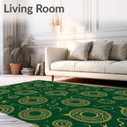 Emerald Gold Festive Holiday Ornaments Rug