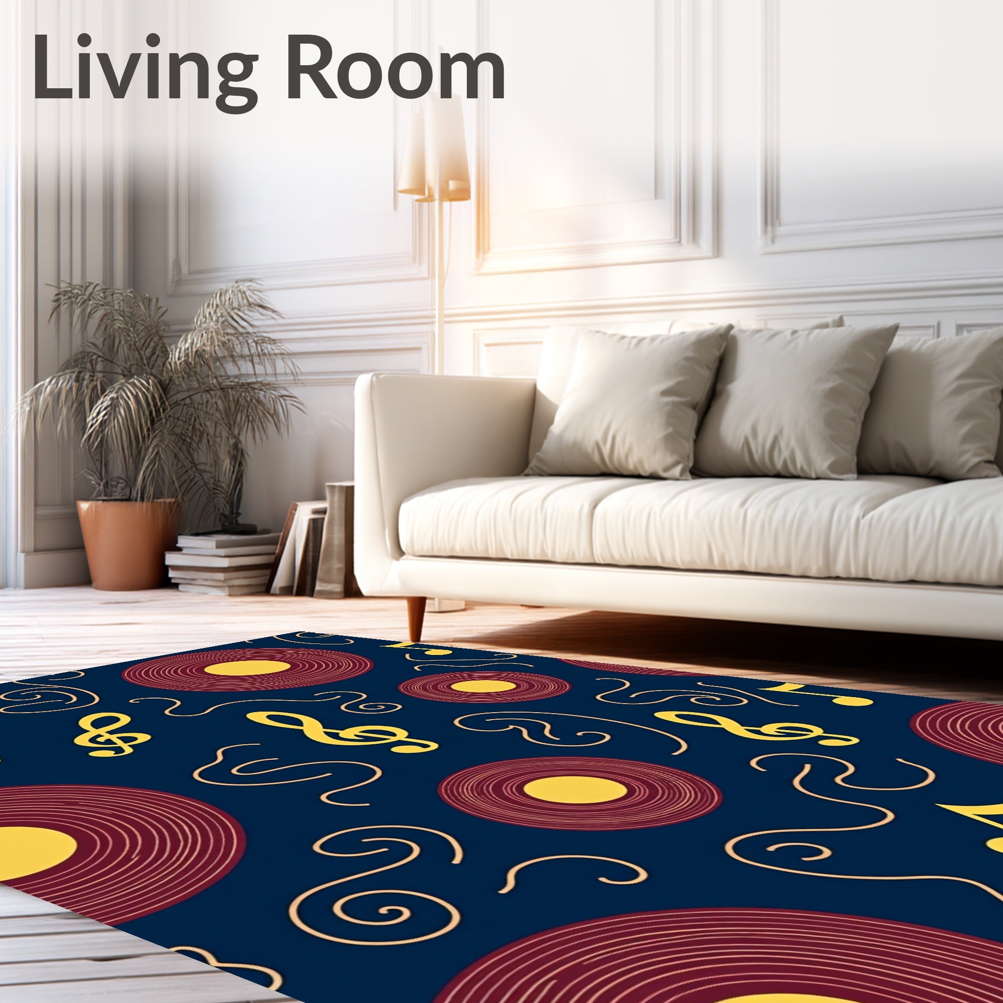 Musical Notes Records Pattern Rug